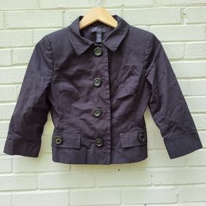 Context Petite Casual Blazer Button Down Pockets Cotton Blend Black Size 6P